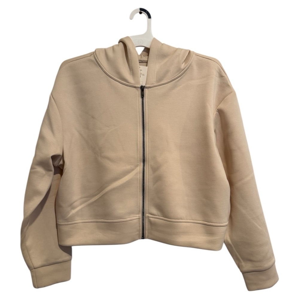 Beige Zip-Up Hoodie